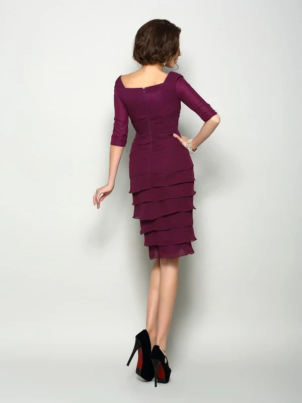 Wholesale V-neck Sleeves Short Chiffon Mother of the Bride Dresses